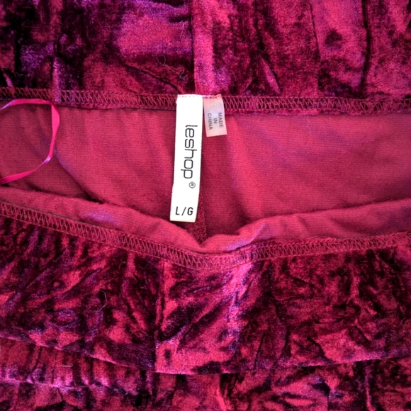 Le Shop Stretchy Wine Velvet Midi Skirt-M L - Picture 2 of 2